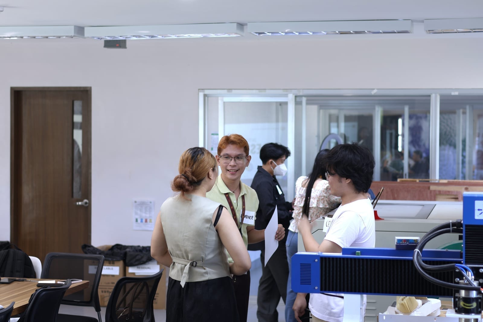 Interns collaborating in a small group during the onboarding